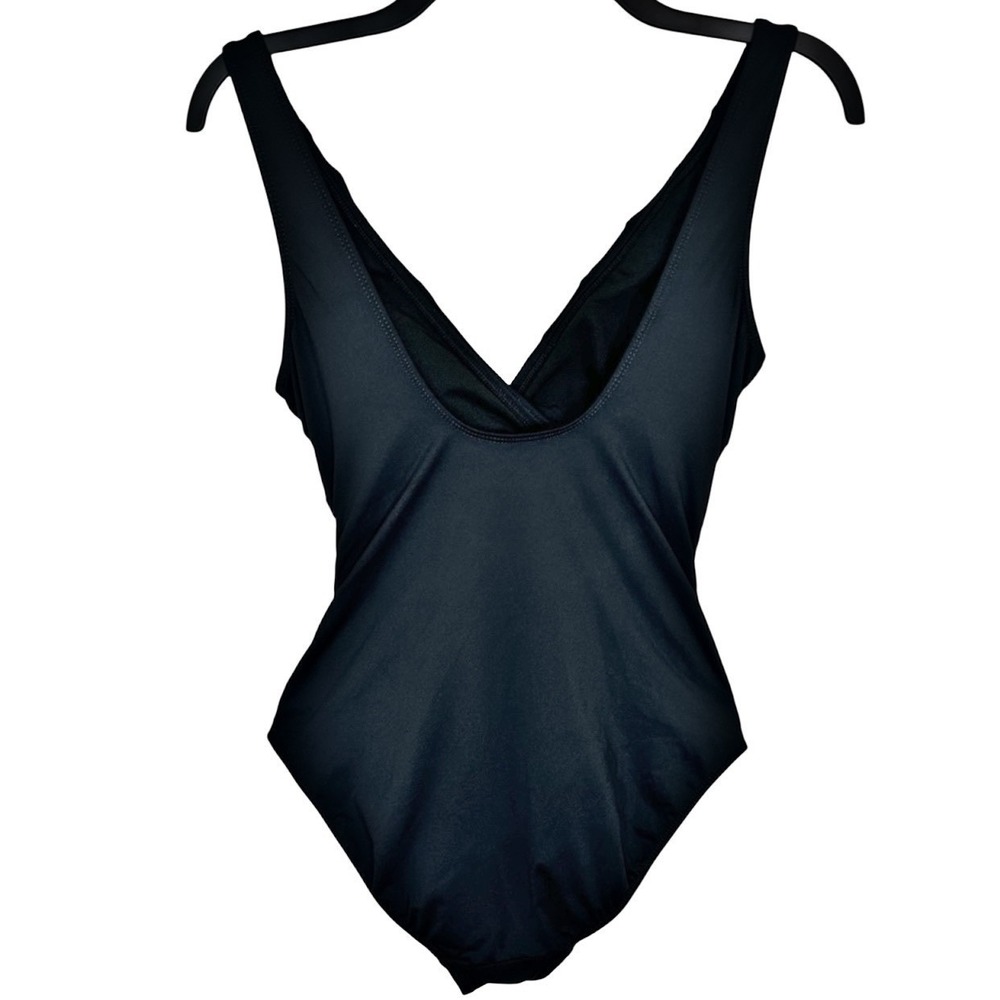 Lauren Ralph Lauren One Piece Swimsuit 10 M Black Ruffle Underwire Beach Swim - Picture 4 of 7